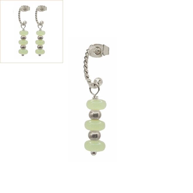 Oorringen twisted sammie licht groen zilver
