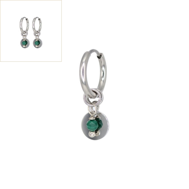 Oorringen coin malachiet zilver