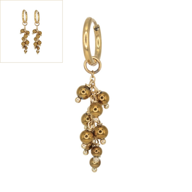 Oorringen hematiet grape goud