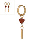 Oorringen rode jasper heart bar goud