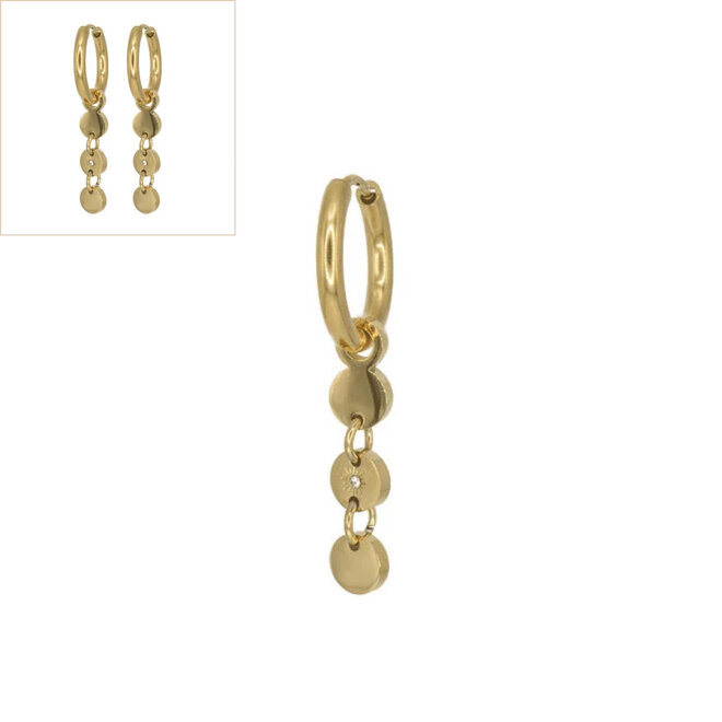 Oorringen diamond 3 coins goud