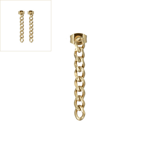 Oorstekers big curb chain goud