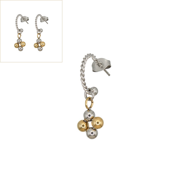 Oorringen twisted dots duotone zilver