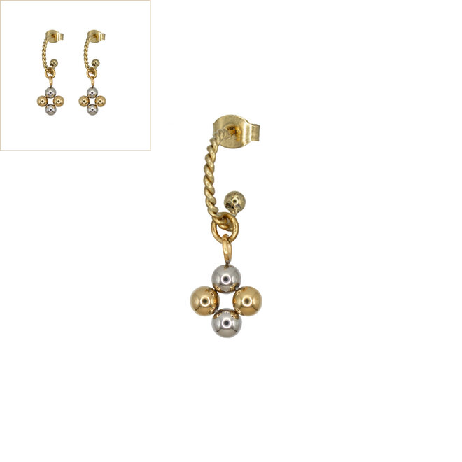 Oorringen twisted dots duotone goud