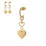 Oorringen twisted double heart 3d bolletjes goud