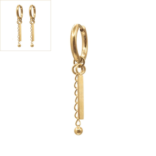 Oorringen bar chain goud