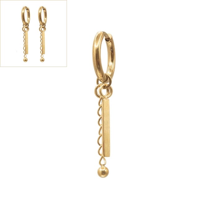 Oorringen bar chain goud