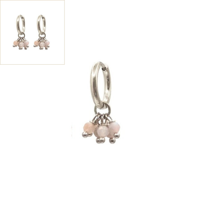 Oorringen 7x roze tourmalijn zilver