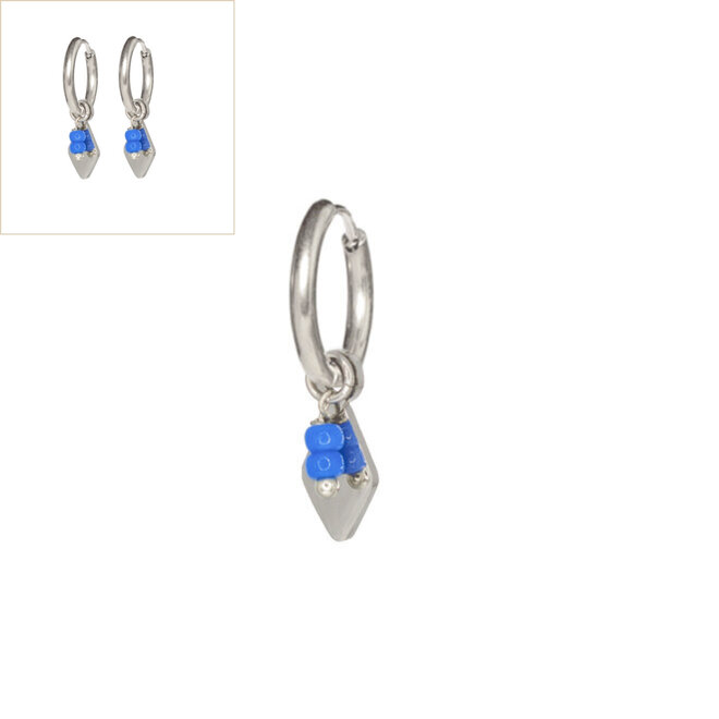 Oorringen ruby miyuki blauw zilver