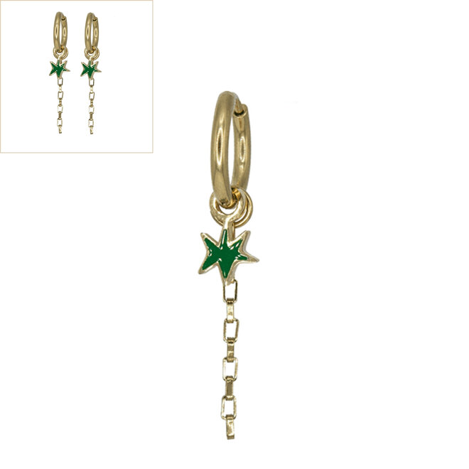 oorringen square chain star goud