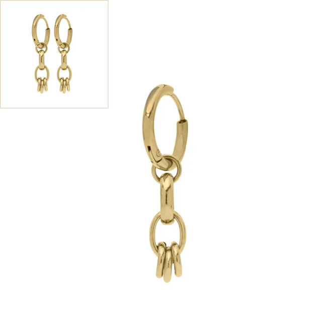 Oorringen oval chain rings goud