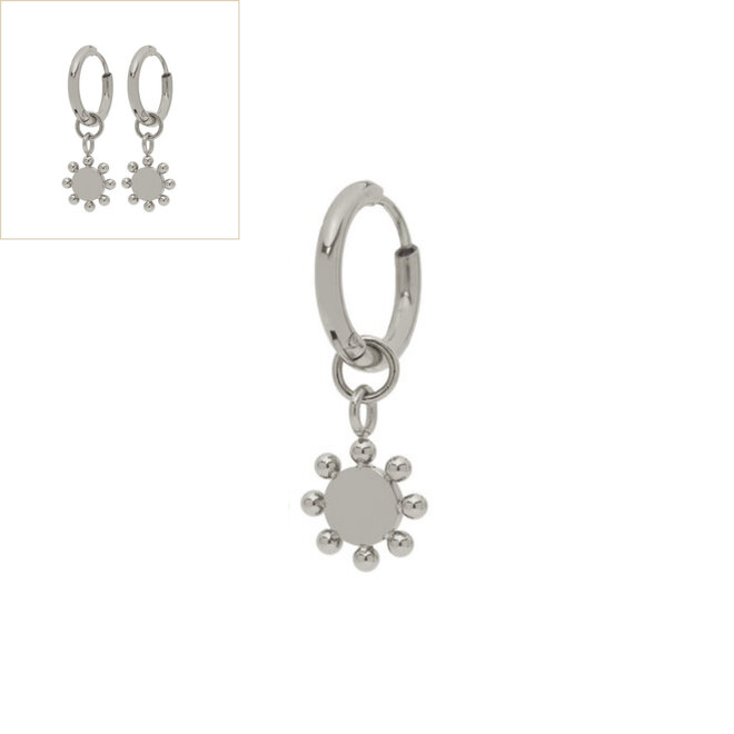 Oorringen coin 3d bolletjes zilver