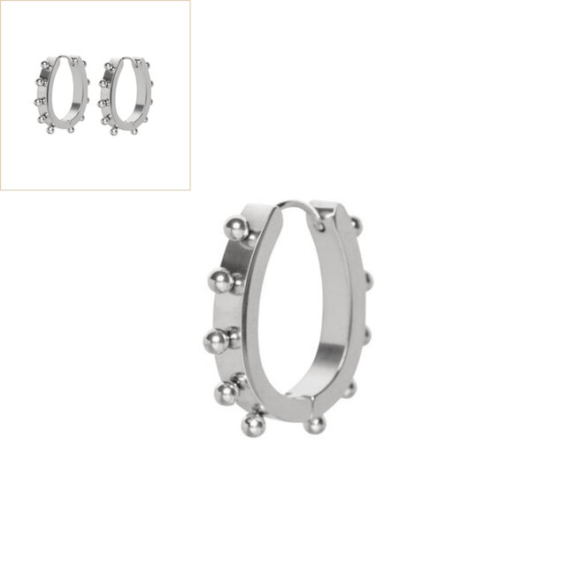 Oorringen oval dots zilver