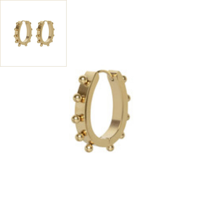 Oorringen oval dots goud