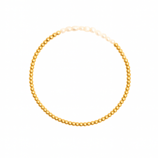 Armband beads 2.5mm 13 parels goud