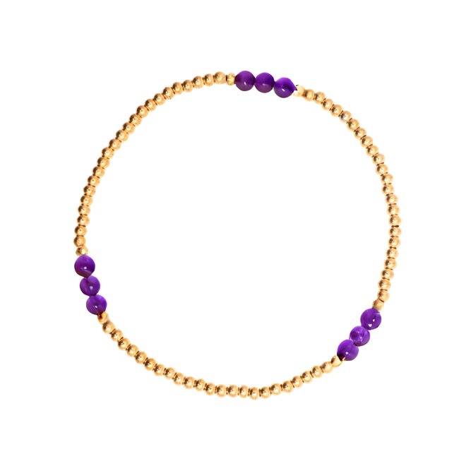 Armband beads 2.5 mm 9x amethist goud