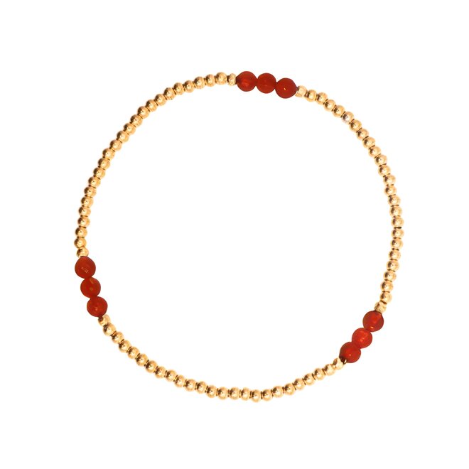 Armband beads 2.5mm 9x carneool goud