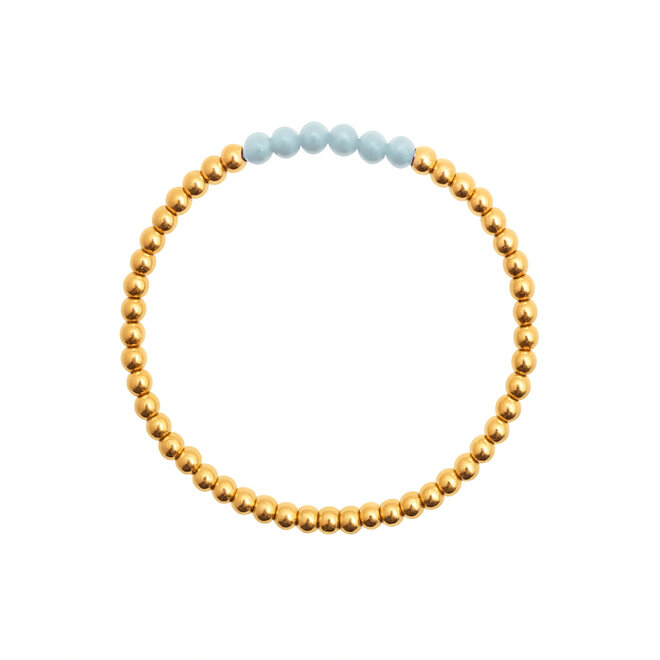 Armband beads 4mm 6x blauwe aventurijn goud