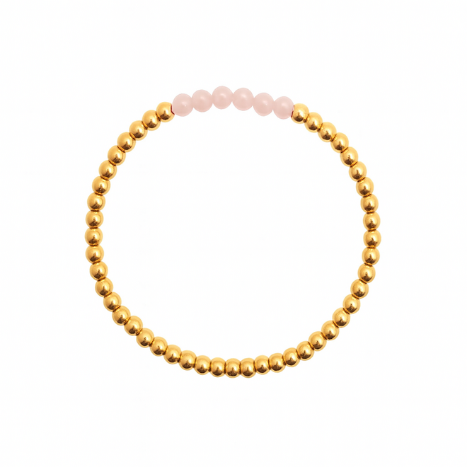Armband beads 4mm 6x roze aventurijn goud