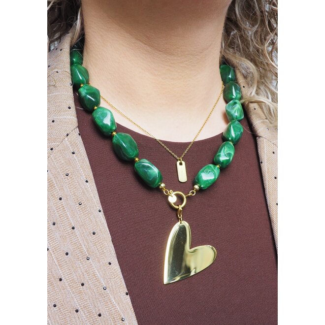 Ketting limited chunky groen goudq