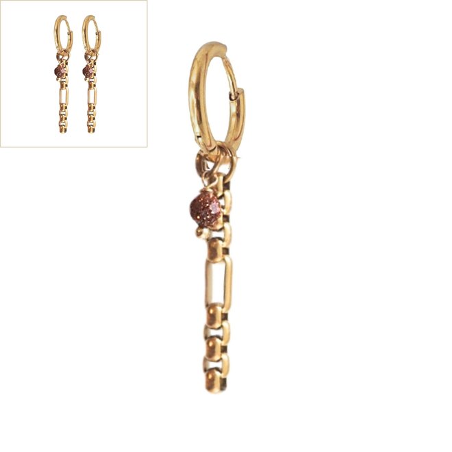 Oorringen small jasseron  goldstone goud