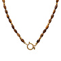 Ketting oval shell bruin goud