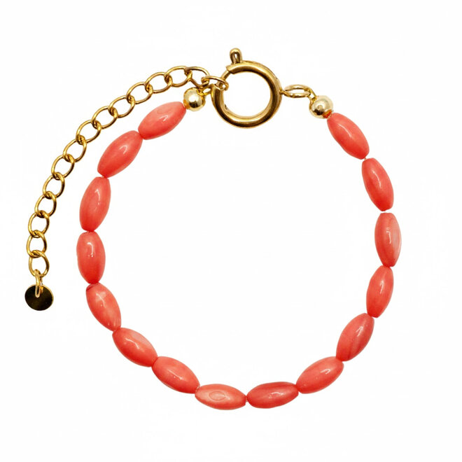 Armband oval shell rood goud