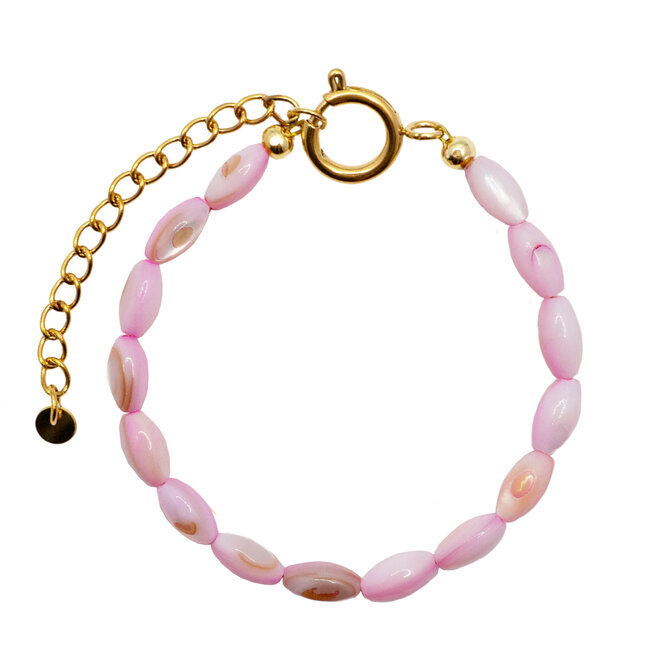 Armband oval shell licht roze goud