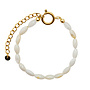 Armband oval shell wit goud