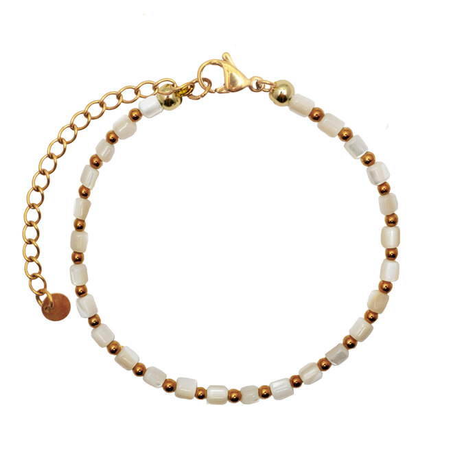 Armband cube MOP 3mm goud