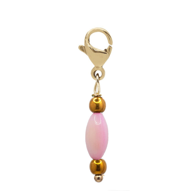 Charm oval shell licht roze goud