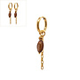 Oorringen square chain oval shell bruin goud