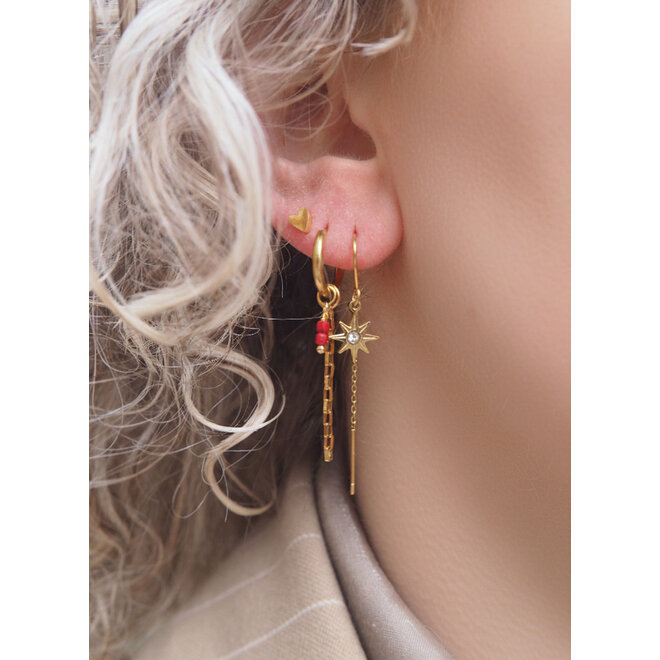 Oorbellen star pull trough goud