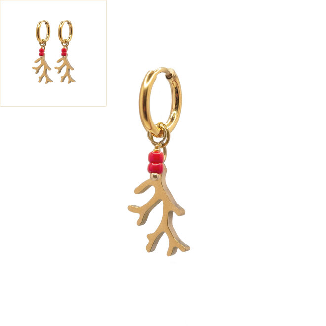 Oorringen koraal miyuki rood goud