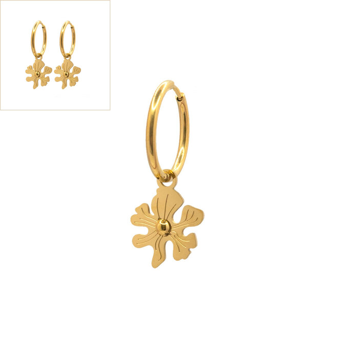 Oorbellen organic flower goud