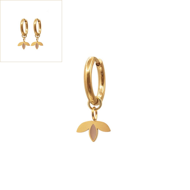 Oorbellen little leaf sand goud