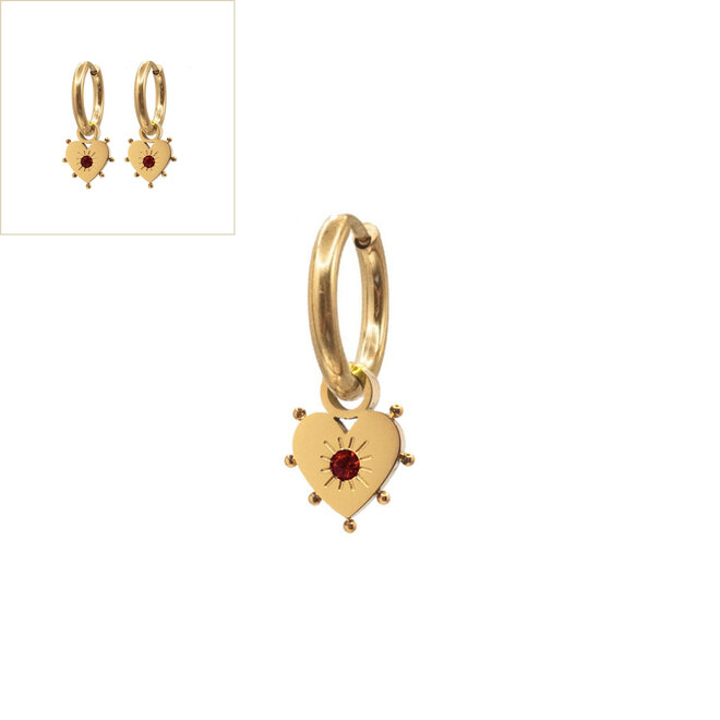 Oorbellen diamond heart dots goud