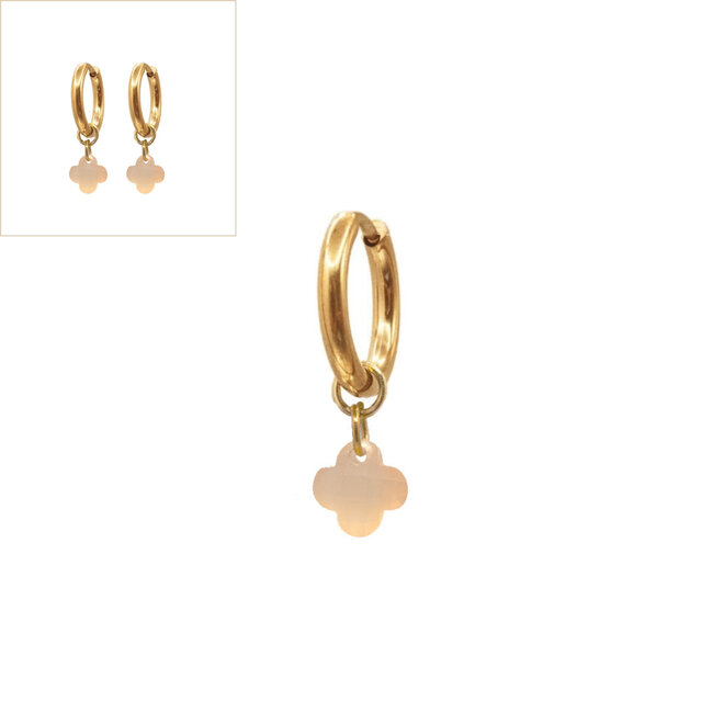 Oorbellen clover mat oranje goud