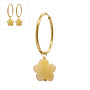 Oorbellen big flower gele jade goudq
