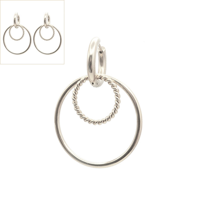 Oorbellen britt big twisted zilver