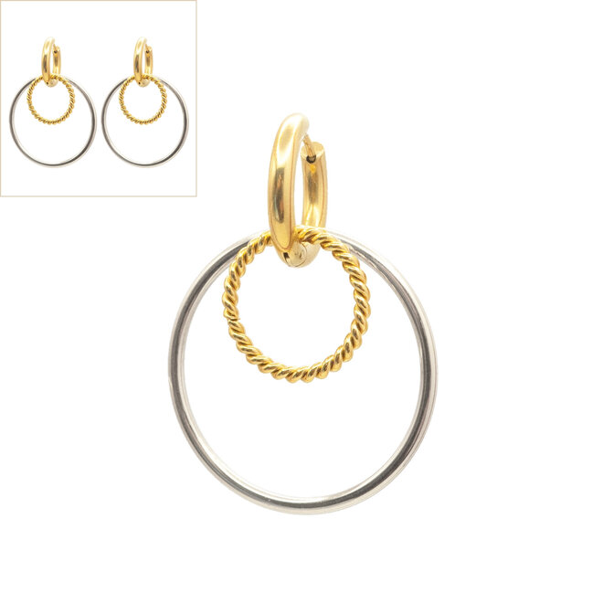 Oorbellen britt big twisted bicolor goud