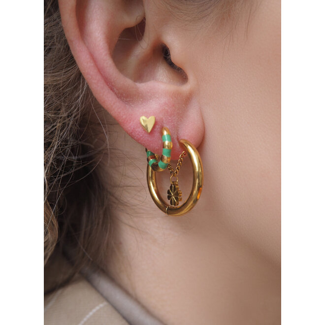 Oorbellen chain big klaver goud