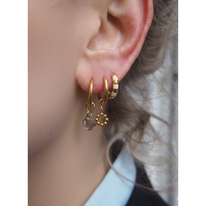 Oorbellen twisted clover shiny licht bruin goud