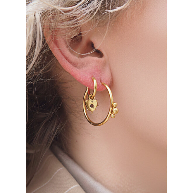 Oorbellen twisted diamond heart dots goud