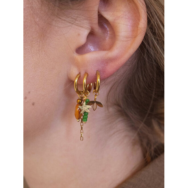 Oorbellen little leaf sand goud