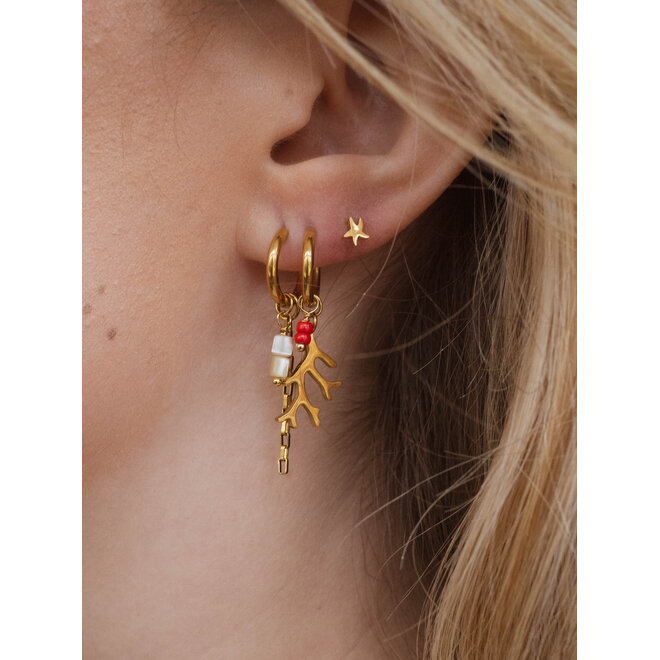 Oorringen twisted koraal miyuki rood goud