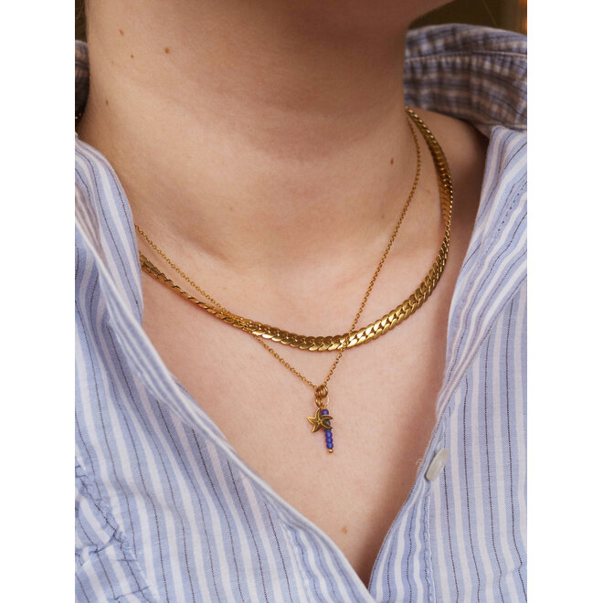 Ketting starfish blauw goud