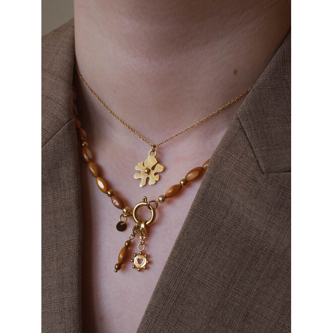 Ketting oval shell oranje goud