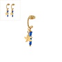 Oorbellen twisted starfish blauw goud