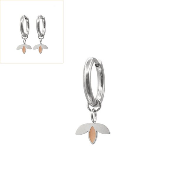 Oorbellen little leaf sand zilver